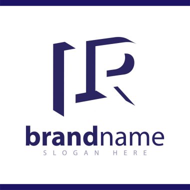 L R ilk harfi ile negatif boşluk logo simge vektör şablonu