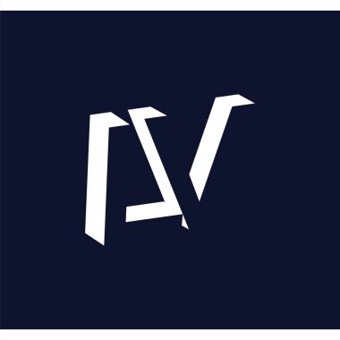 L V ilk harfi ile negatif boşluk logo simge vektör şablonu