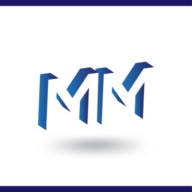 Mm ilk harfi ile negatif boşluk logo simge vektör şablonu