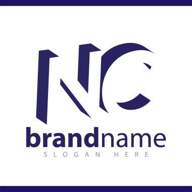 NC ilk harfi ile negatif boşluk logo simge vektör şablonu