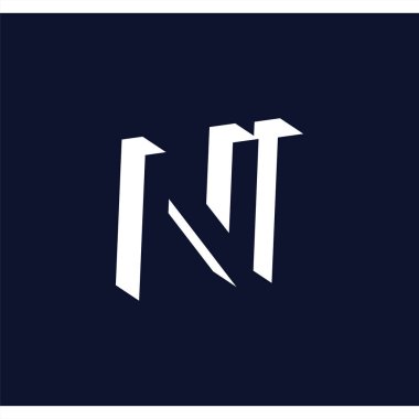 Ni ilk harfi ile negatif boşluk logo simge vektör şablonu