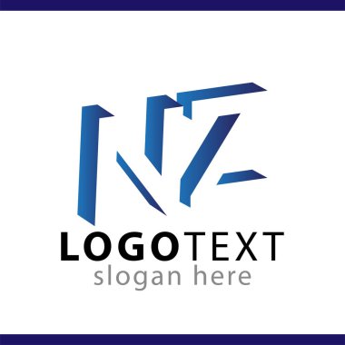 N Z ilk harfi ile negatif boşluk logo simge vektör şablonu