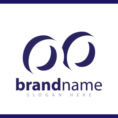 Oo ilk harfi ile negatif boşluk logo simge vektör şablonu