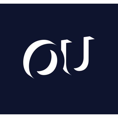 Negatif alan logo simge vektör şablonu ile ilk harf OU