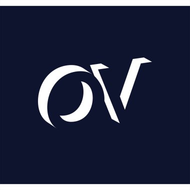 O V ilk harfi ile negatif boşluk logo simge vektör şablonu