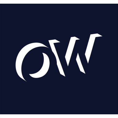 Ow mektup negatif boşluk logo simge vektör şablonu ile ilk
