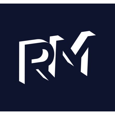 RM ilk harfi ile negatif boşluk logo simge vektör şablonu