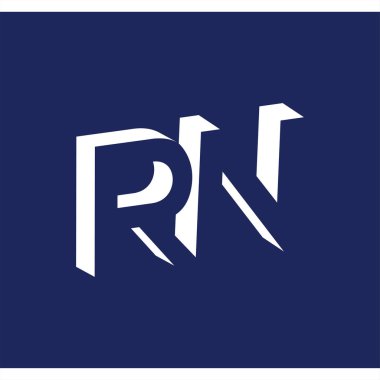 RN ilk harfi ile negatif boşluk logo simge vektör şablonu