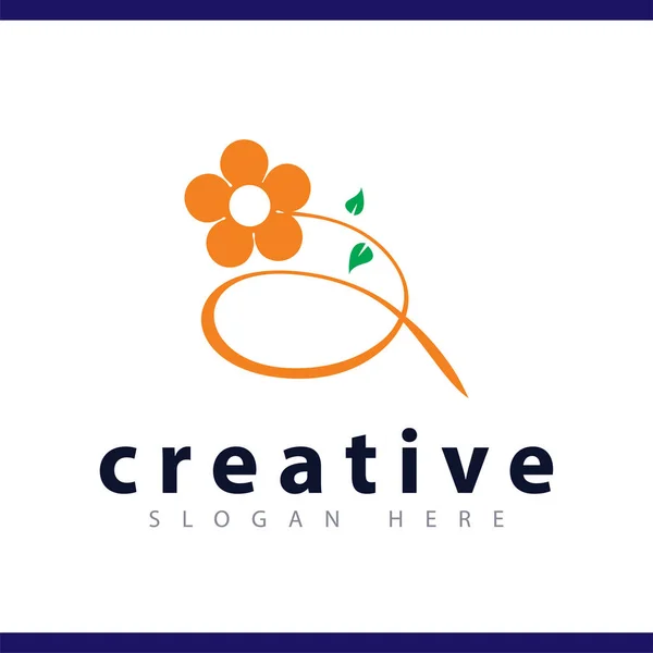 Lettre Initiale Avec Modèle Vectoriel Logo Fleur — Image vectorielle