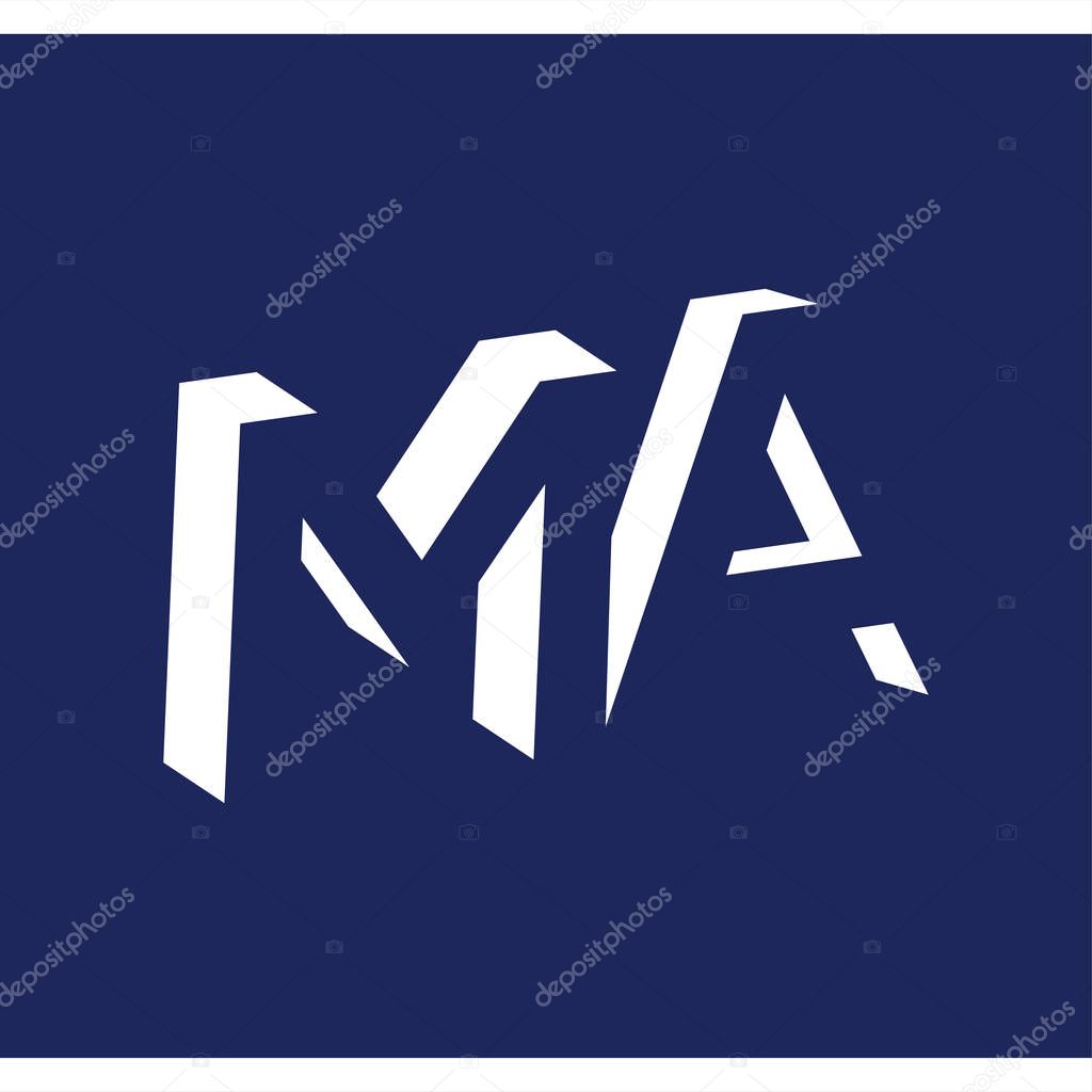 MA initial letter with negative space logo icon vector template