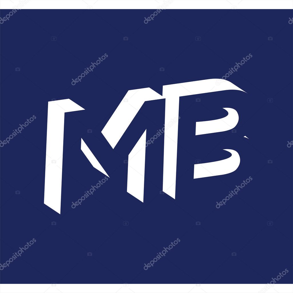 MB initial letter with negative space logo icon vector template