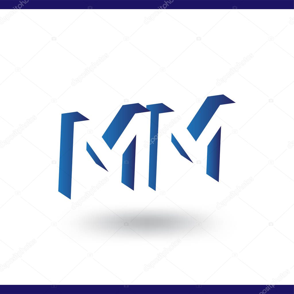 MM initial letter with negative space logo icon vector template