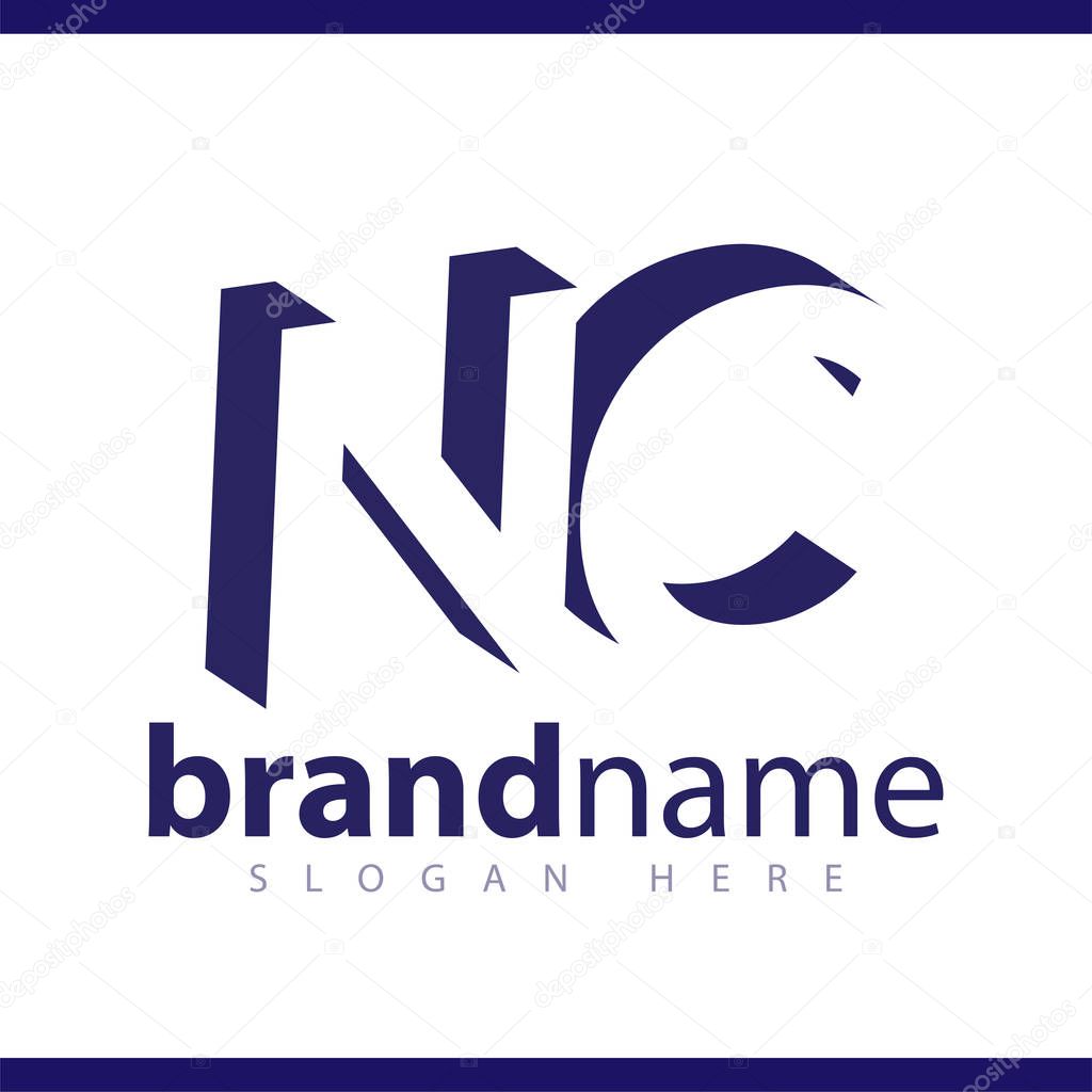 NC initial letter with negative space logo icon vector template