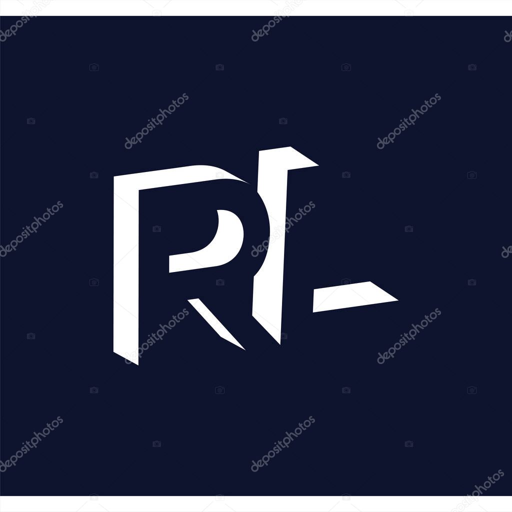 R L initial letter with negative space logo icon vector template