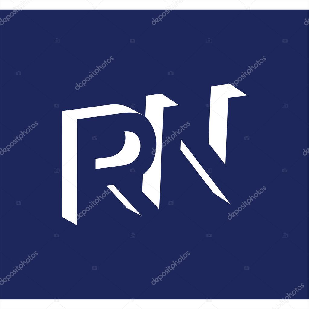 RN initial letter with negative space logo icon vector template