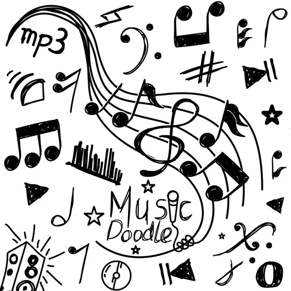 Conjunto de música doodle vector — Vector de stock