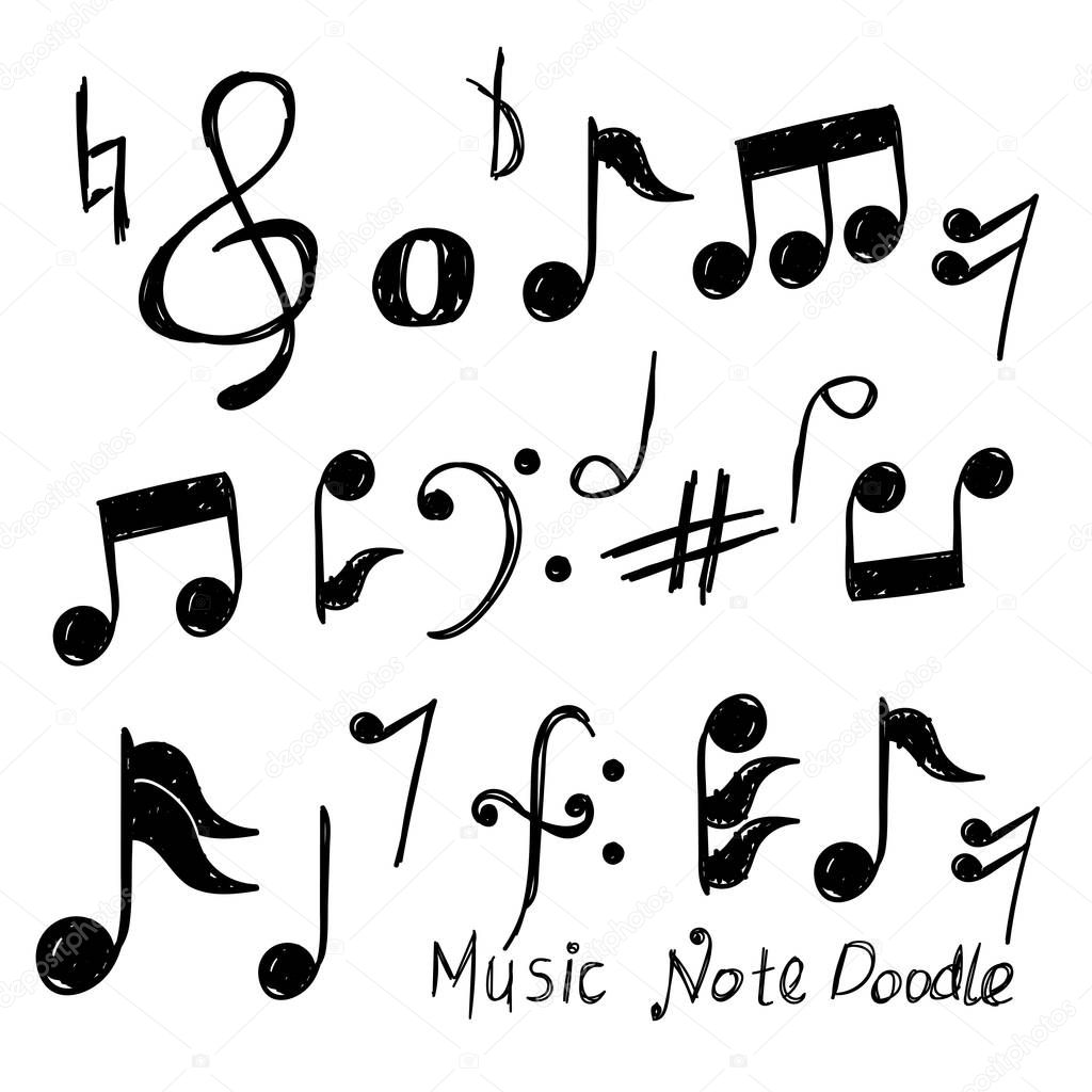 Set of music note doodle Vector template