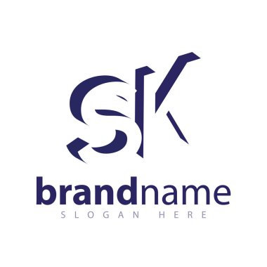 Negatif alan vektör şablon SK ilk harf logo