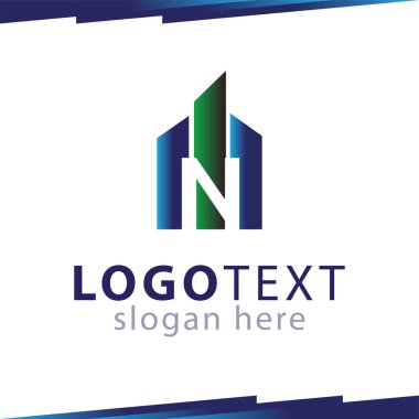 N harfi ile grafik Logo vektör şablonu