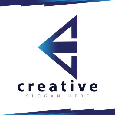 E mektup Logo üçgen vektör şablonu