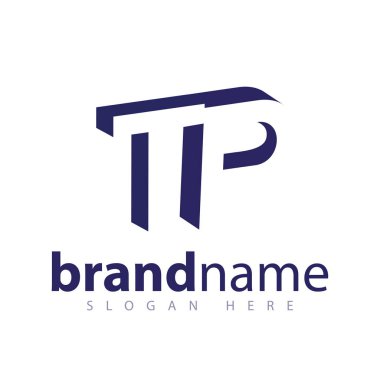 Negatif alan vektör şablon T P ilk harf logo