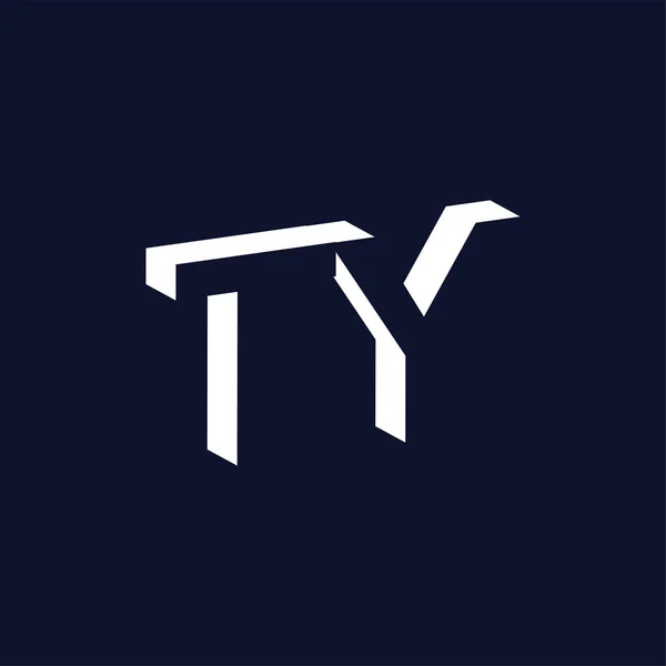 Eerste brief van de Ty-logo in negatieve ruimte vector sjabloon — Stockvector