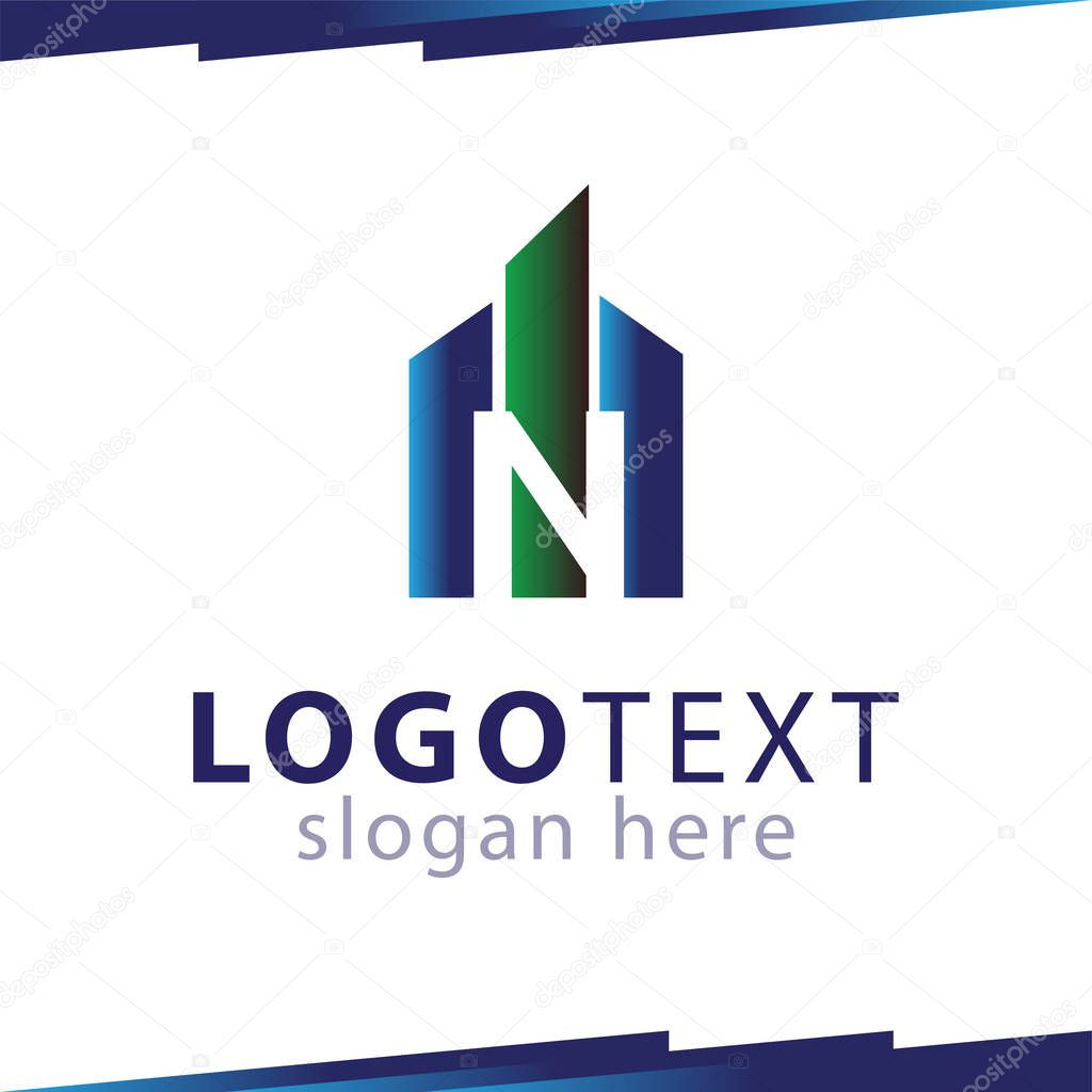 N Letter with graph Logo Vector Template