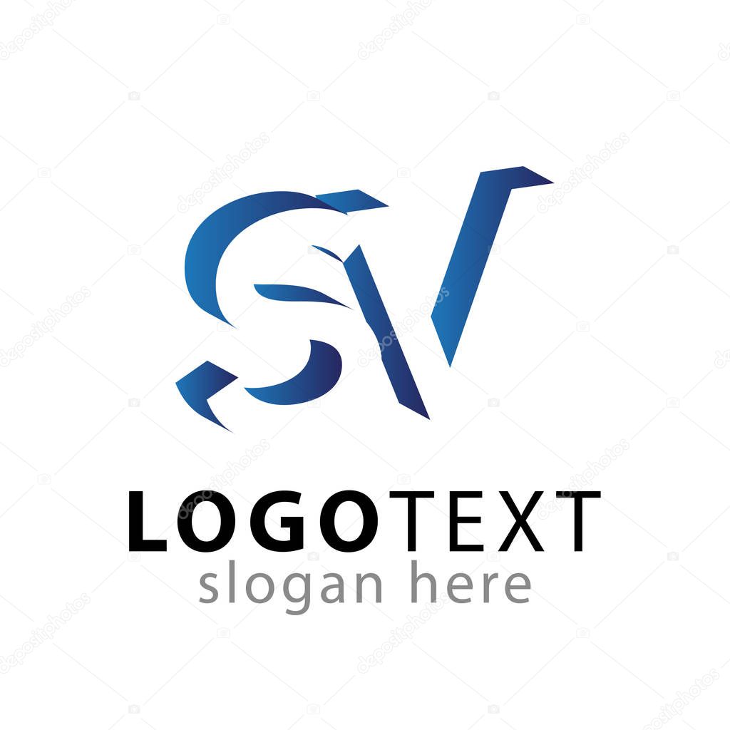 S V Initial Letter logo in negative space vector template