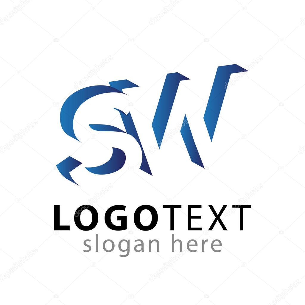 SW Initial Letter logo in negative space vector template
