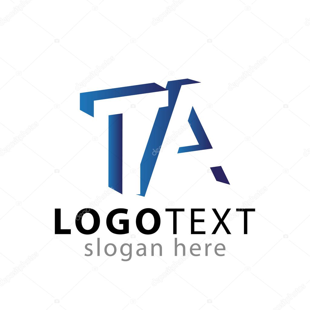 TA Initial Letter logo in negative space vector template