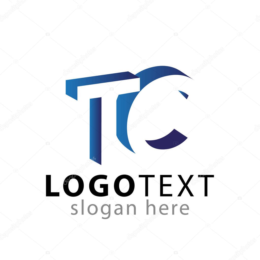 TC Initial Letter logo in negative space vector template