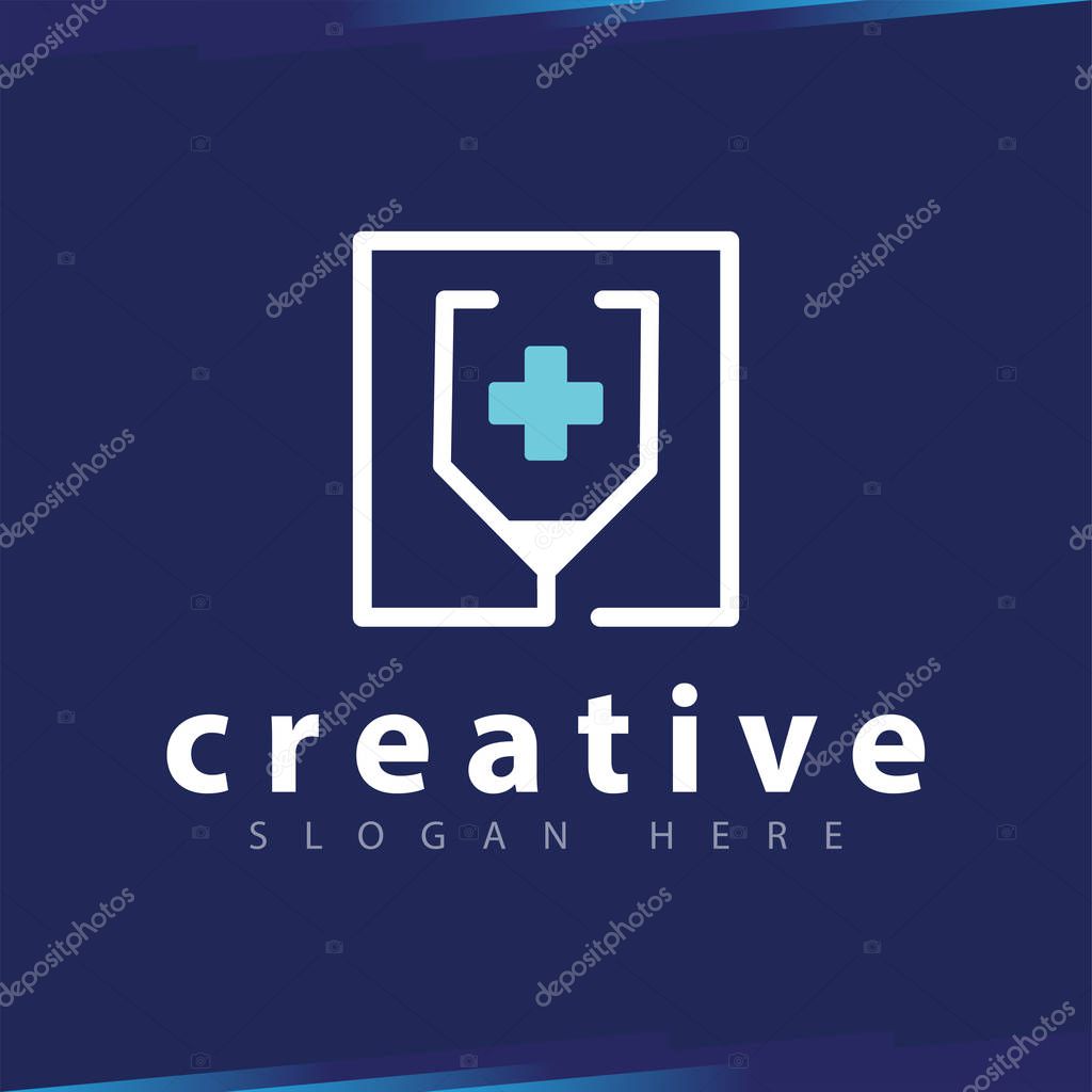 Medical line art logo vector template
