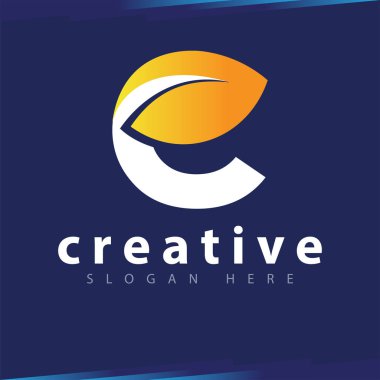 C mektup yaprak logo vektör şablonu