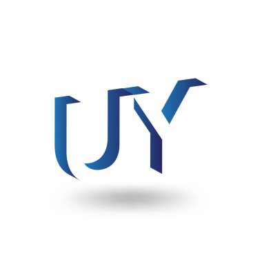U Y ilk harf logo negatif boşluk vektör şablonu