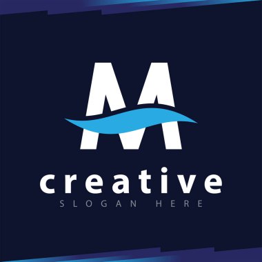 M harfi dalga Logo vektör şablonu