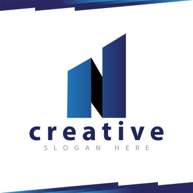 N harfi yuvarlak Logo şablonu