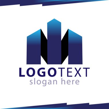 M harfi yuvarlak logo şablonu