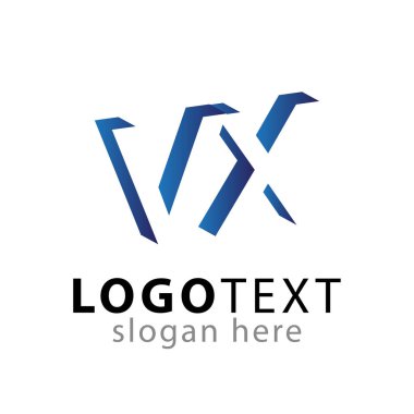 Negatif alan vektör şablon V X ilk harf logo