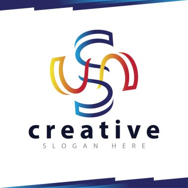 S yuvarlak soyut logo şablonu