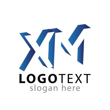 M ilk harf logo negatif boşluk vektör şablonundaki x