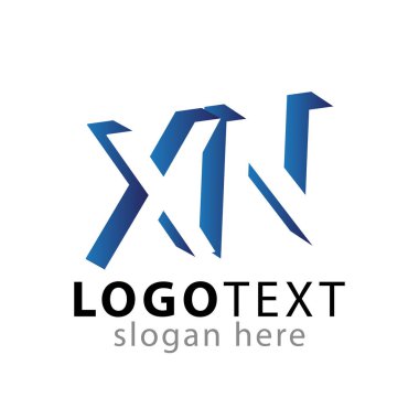 N ilk harf logo negatif boşluk vektör şablonundaki x