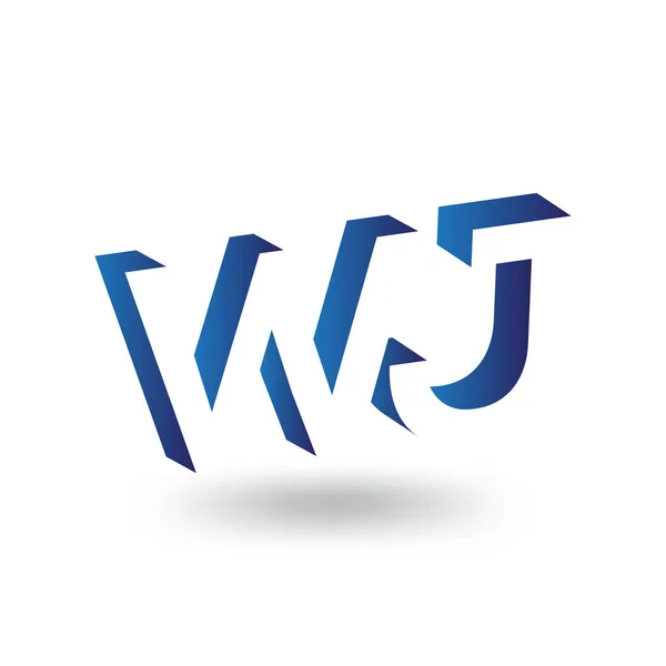 W J Letra inicial logotipo en plantilla de vector de espacio negativo — Vector de stock