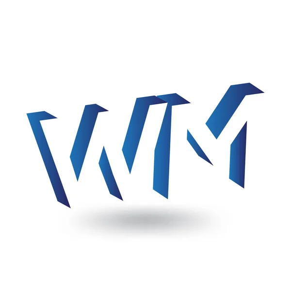 Logo WM Carta Inicial en plantilla de vector de espacio negativo — Vector de stock