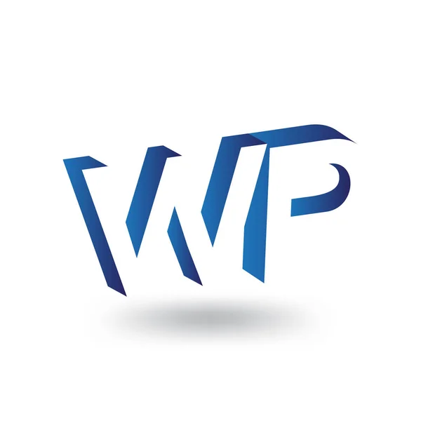 Počáteční písmeno WP logo v negativní prostor vector šablony — Stockový vektor
