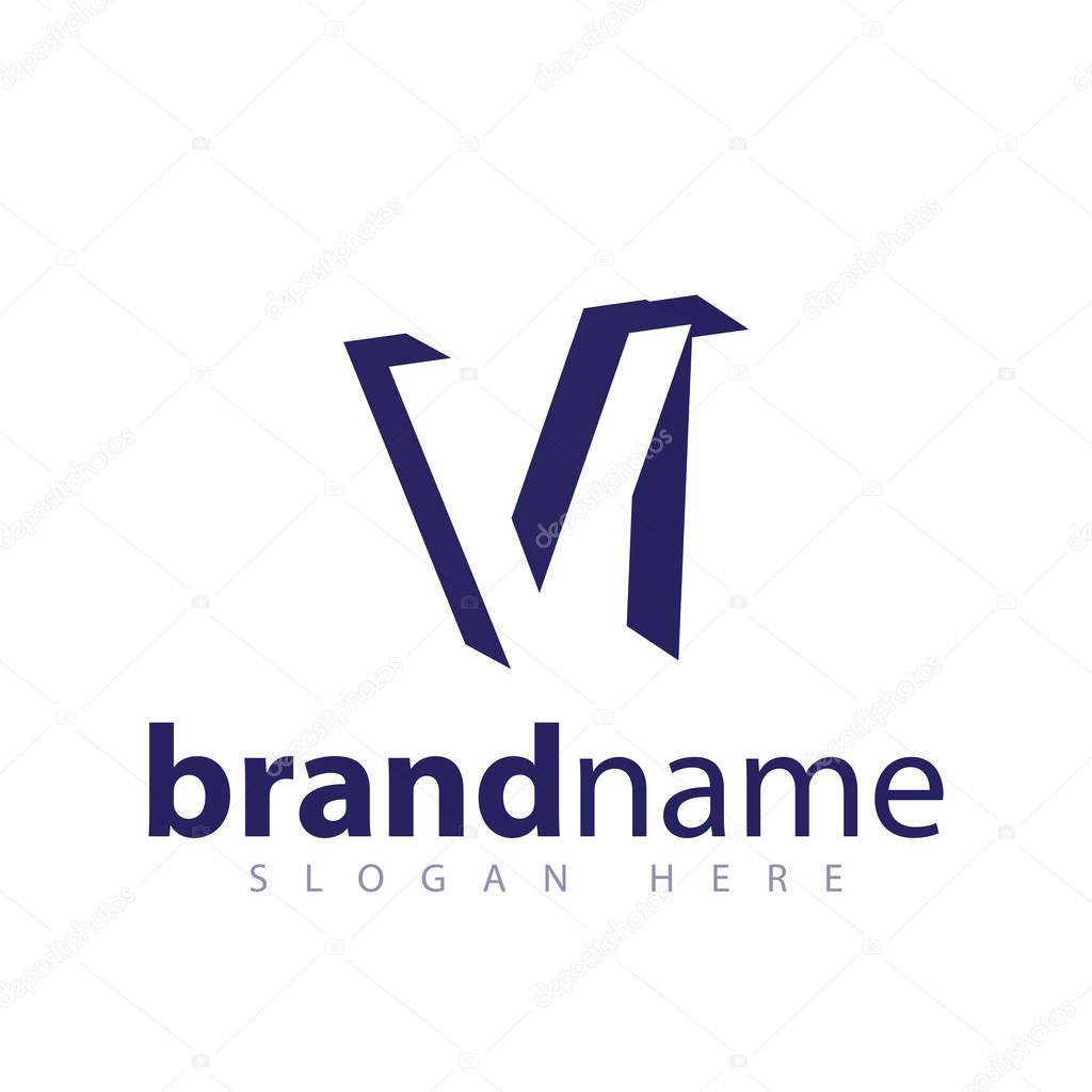 VI Initial Letter logo in negative space vector template