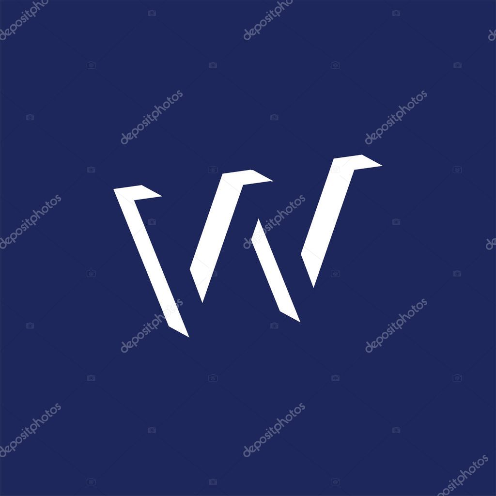 VV or W Initial Letter logo in negative space vector template