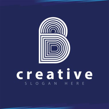 B harfi satırı yuvarlak Logo şablonu