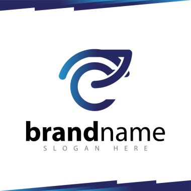 e mektubu satırı Sanat logo şablonu