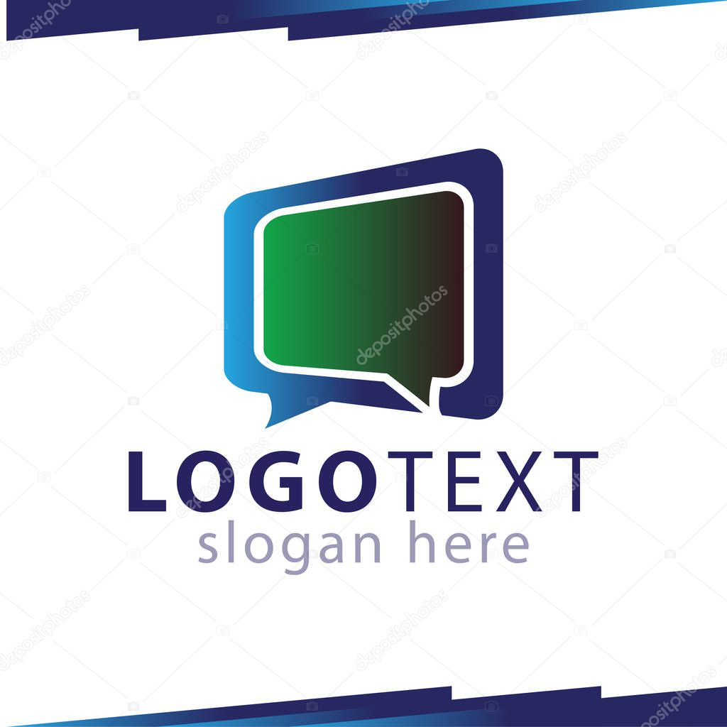 Square talk or chat or message logo template