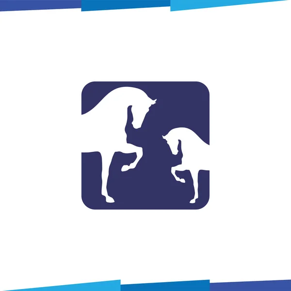 Koń w kwadratowej negatywnej przestrzeni logo wektor — Wektor stockowy